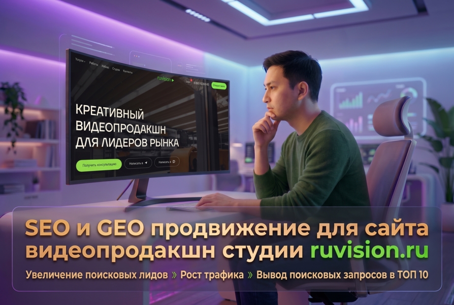 SEO и GEO продвижение сайта видеопродакшн студии ruvision.ru